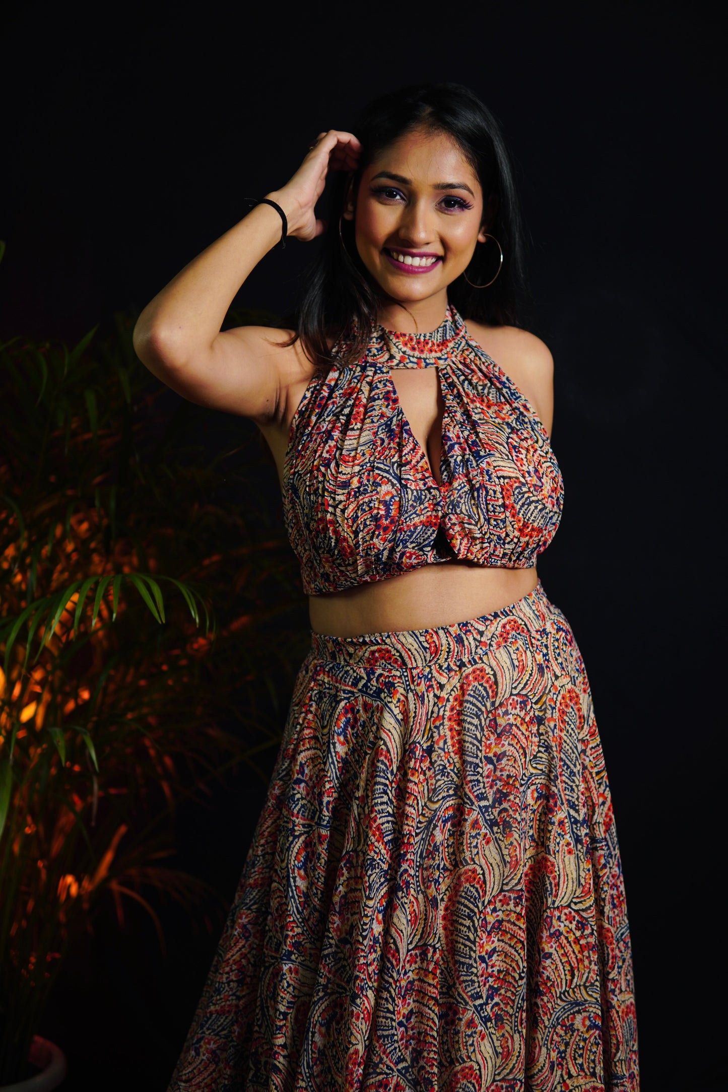 Boho Backless Blouse & Skirt