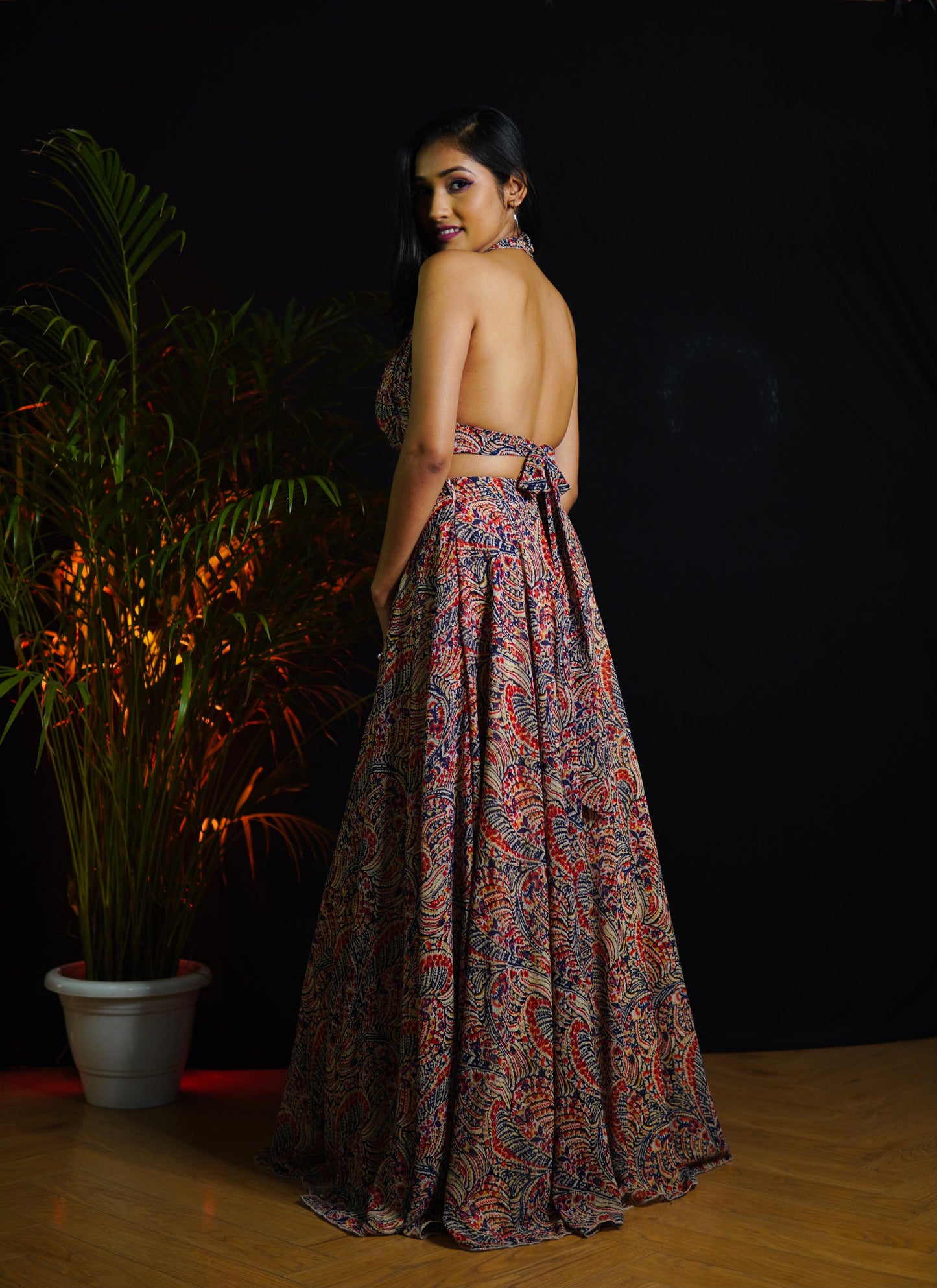 Boho Backless Blouse & Skirt