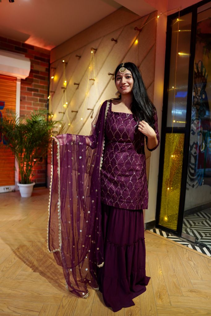 Georgette Embroidered Sharara