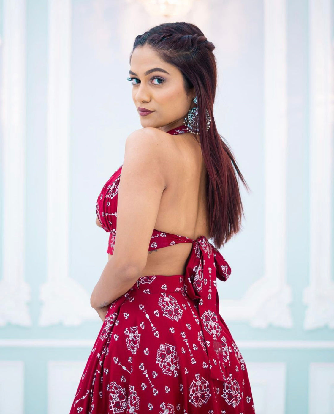 Boho Maroon Lehenga