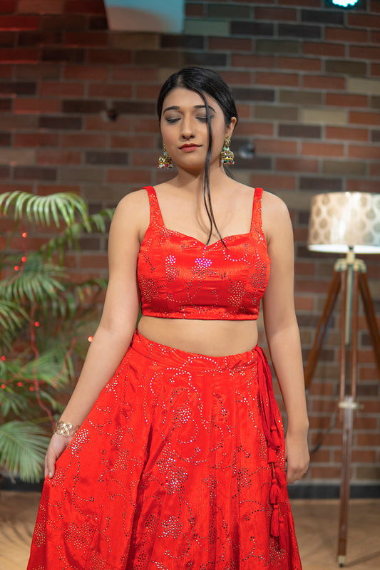 Sara Red Party Lehenga