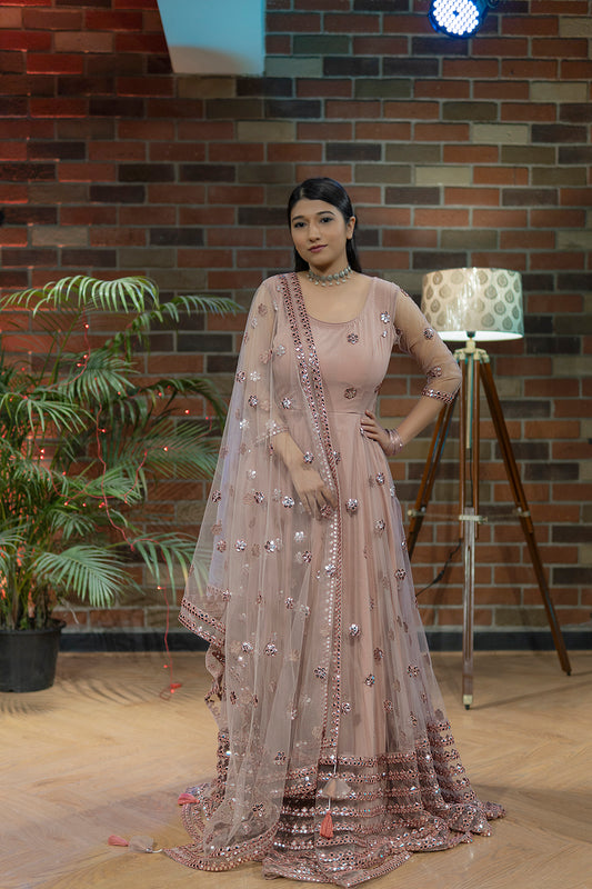 Taupe Embroidered Party