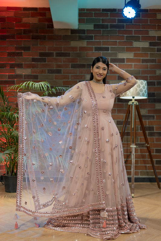 Taupe Embroidered Party