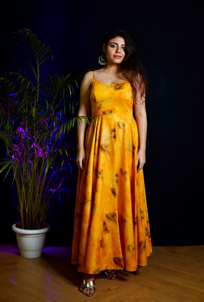 Amber Yellow Full Length Dress
