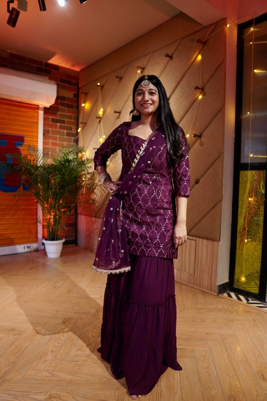 Georgette Embroidered Sharara
