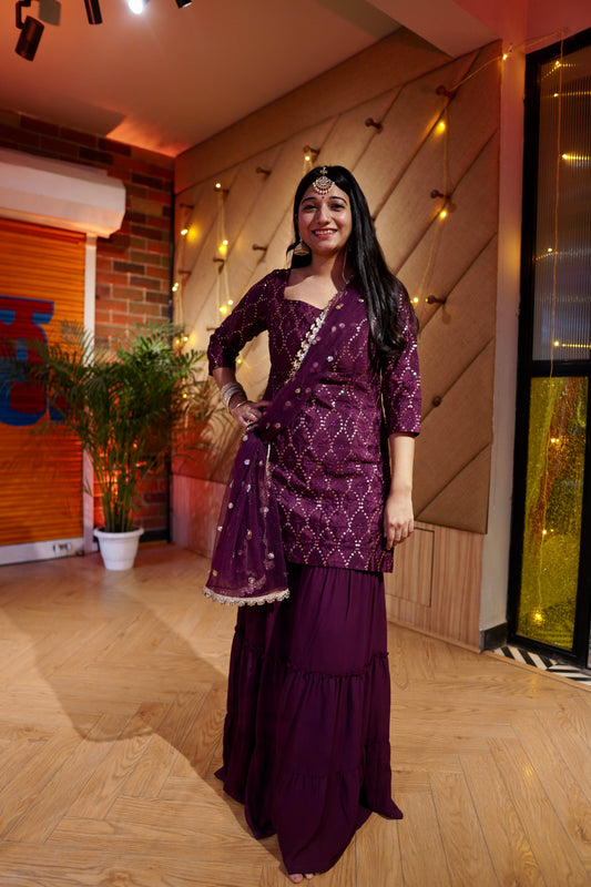 Georgette Embroidered Sharara